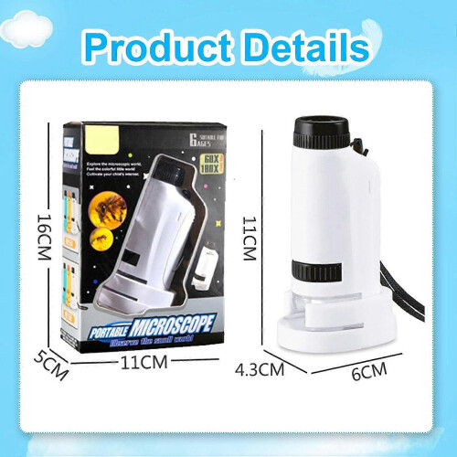 60x-120x Zoom Pocket Microscope with LED Light | Portable Handheld Mini Microscope | 5-Piece Set Includes Carrying Case | for Science Education 2
