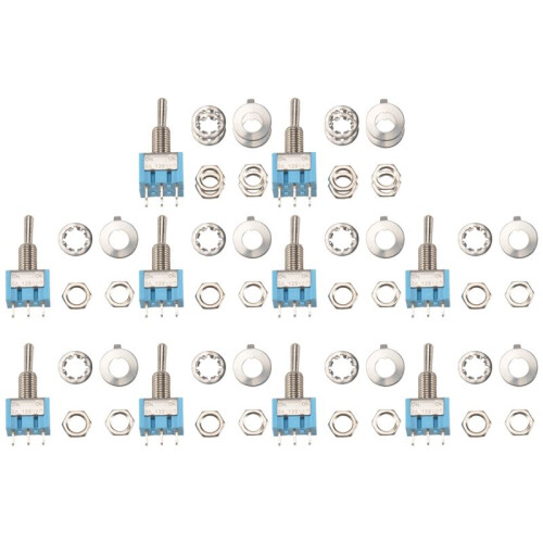 30Pcs SPDT  Toggle  3-Pin 2 Position / Miniature Toggle  6A 125V AC Toggle  MTS-102 1