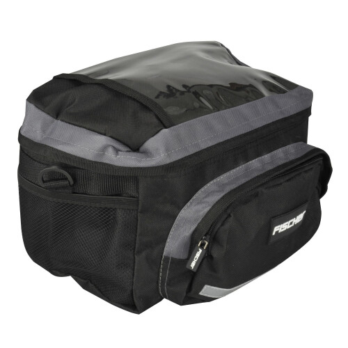 Fischer Lenker-Tasche Schwarz mit Regencover 1