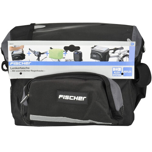 Fischer Lenker-Tasche Schwarz mit Regencover 2