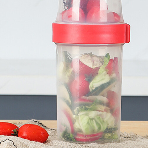 2 Layer Plastic Salad Bowl With Silicone Lid Microwaves-White 2