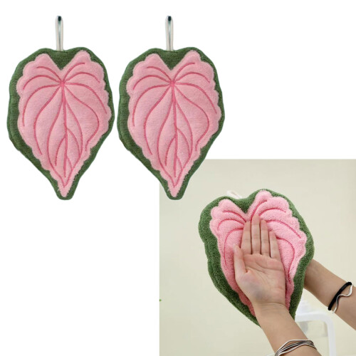 Cute Hand Towel for Bathroom and Kitchen Creative Caladium-Pink 2