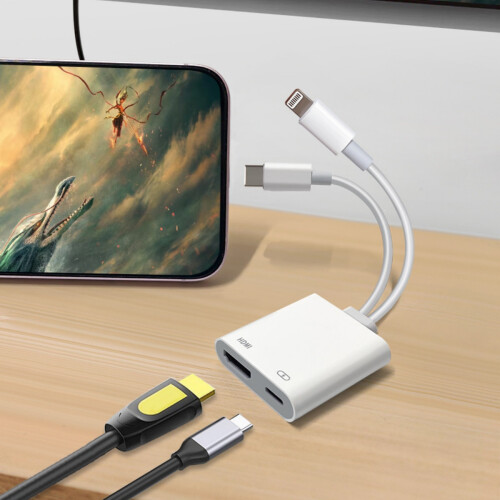 HDMI Adapter with Charging,  & Lightning Input Compatible With Most Apple Phones 1