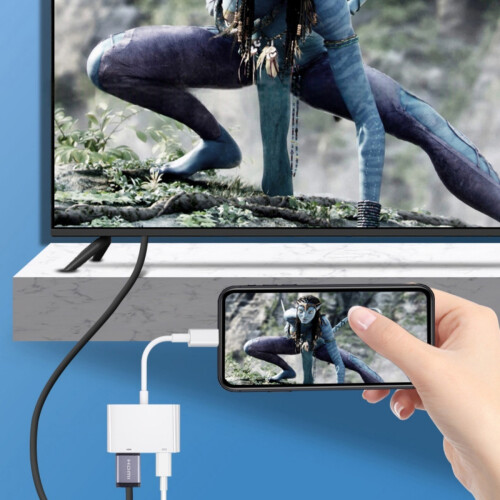 HDMI Adapter with Charging,  & Lightning Input Compatible With Most Apple Phones 2