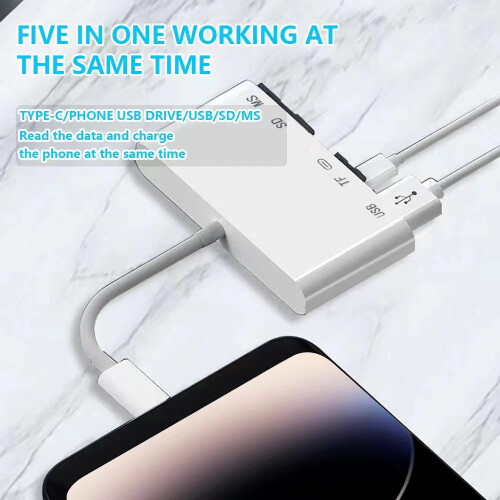 Multi-Port Memory Card Reader Compatible With iPhone/iPad - USB-C TF/SD/MS Card to Mobile & Computer Adapter 1