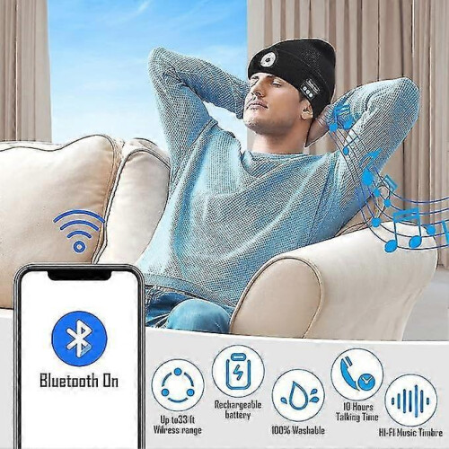 Bluetooth Hat with Led Light Gift for Men Camping Running 2
