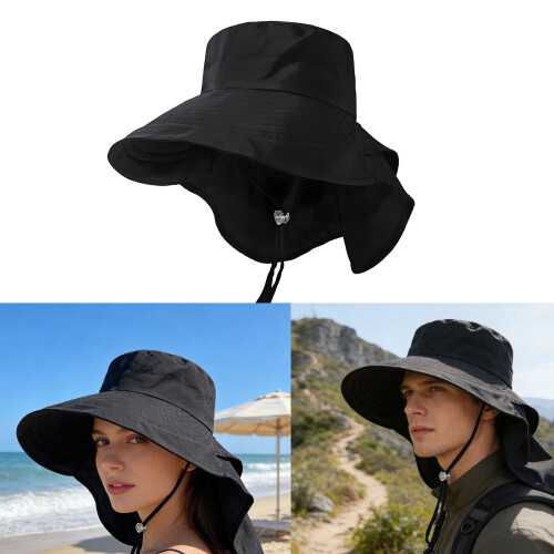 Multiuse Outdoor Sun Hat With Double Layer Design-Navy blue M 2