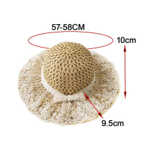 (for Adults, Beige) Straw Hats Sun Visor Bow Lace Cap Beach Hats for Vacation Camping Trips for Adults