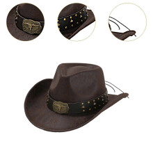 (56cm To 58cm, Brown) Cowboy Hat for Women and Men PU Leather for Camping Street Stage Performance Khaki