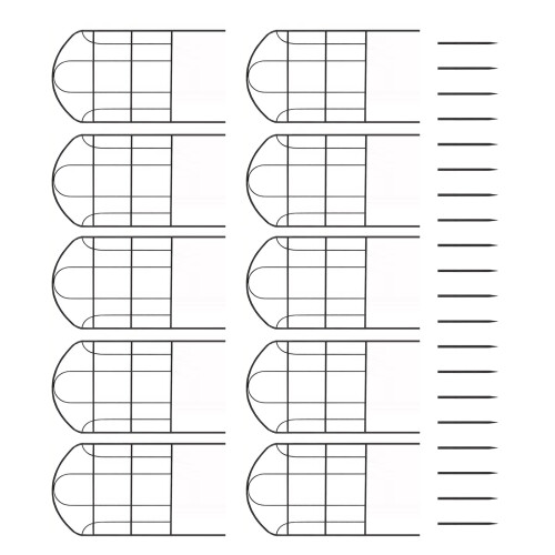 10 Stück Metall-Gartenzäune, 33 x 61 cm, gebogene