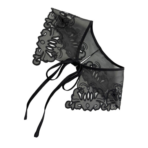 Adorable White Detachable Spread Lapel Collar Accessory-Black