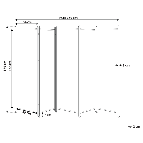 Beliani 5 Panel Room Divider NARNI 270 cm 170 cm Black 2