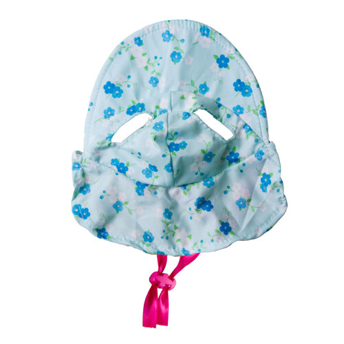 Elegant Pet Sun Hat with Floral Pattern Adjustable Strap-Blue L