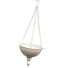 Country Themed Wrought Iron Hanging Flower Pot Ideal For-White