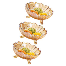 Handcrafted Glass Serving Plate Snacks Bowl Suitable For-amber
