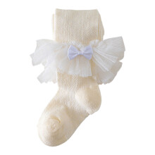 Lace Trim Girls Tights Newborns Pantyhose Infant Pants-Beige L