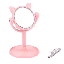 Detailed Alloy Vanity Mirror And Comb Model Figure For-Pink