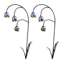 Metalen tuinpaal met bellen Decoratieve bloemvorm Windpaal-2