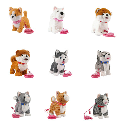 Electric Plush Animal Leash Control Pet Toy For-White Faced 1