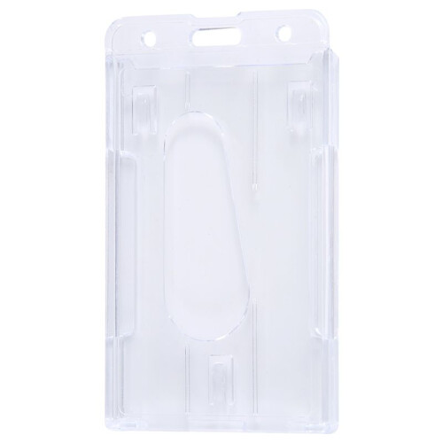 1x Vertical Hard Plastic Badge Holder Double Card ID Multi Transparent 10x6cm
