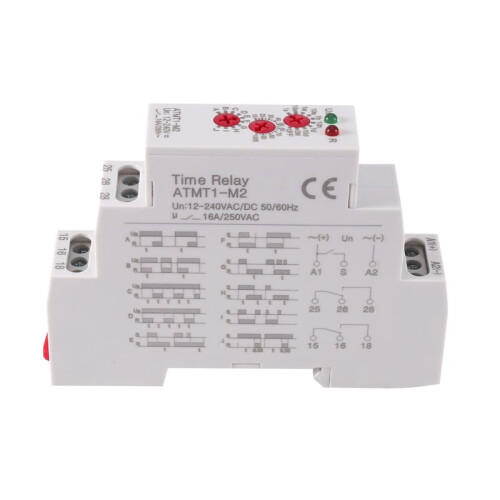 12-240VAC/ Din Rail Type  Delay Relay 16A/250VAC Multifunction Timer Relay with 10 Function Choices, ATMT1-M2 2