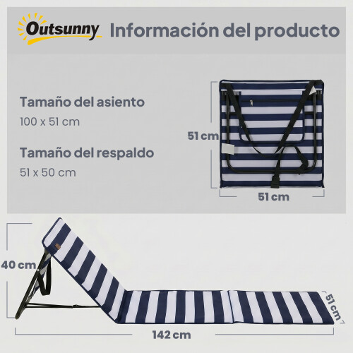 Outsunny Esterillas de Playa Bicolor 142 x 51 x 40 cm 2
