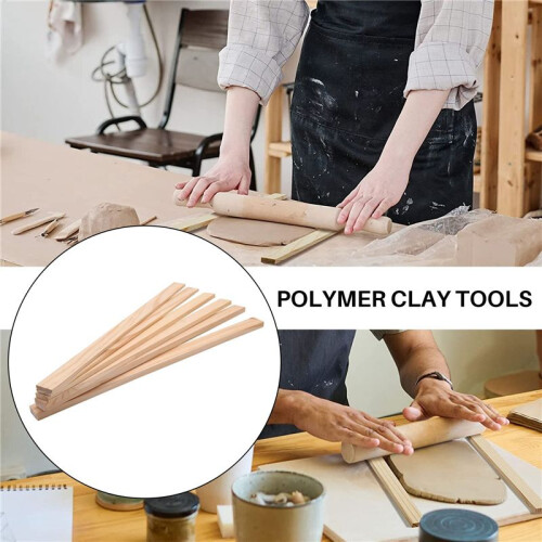 12PCS Mud-Rolling Stick Guide Mudboard Guide Wooden Strips DIY Ceramic Mudboard Forming Tool Teaching Pottery Tool