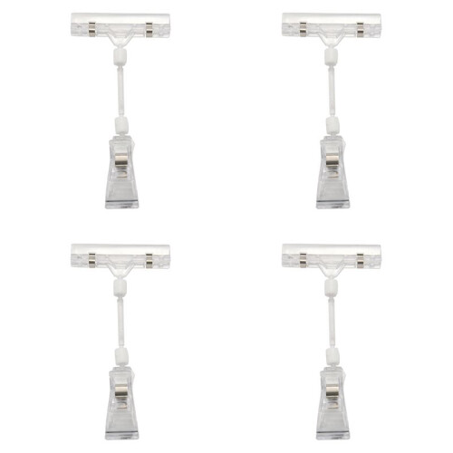 4pcs 6.5 Inch Height Transparent Plastic Double Clips Adjustable  Sign Card Display Holder 1