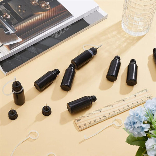 20Pcs Precision Tip Applicator Bottles Black Metal Needle Plastic Bottle 10ML Precision Tip Applicator Bottles 1