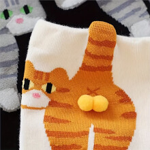 3D Cute Cat Socks Funny Cat Socks Women Girl Mid-Tube Sleep Sock Cat Print Floor Sock White
