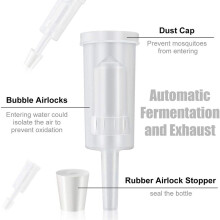 5-Pack Avgastätningsventil med Luftlåspropp Av Gummi Twin Airlock för Vintillverkning, Ölbryggningsglas Carboy Fermentor