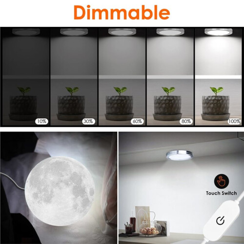 Single Under Cabinet LED Puck Lights Plug in, 3D Printer LED Lamp Kit 001 DIY USB Powered 5V Dimmable Touch 1