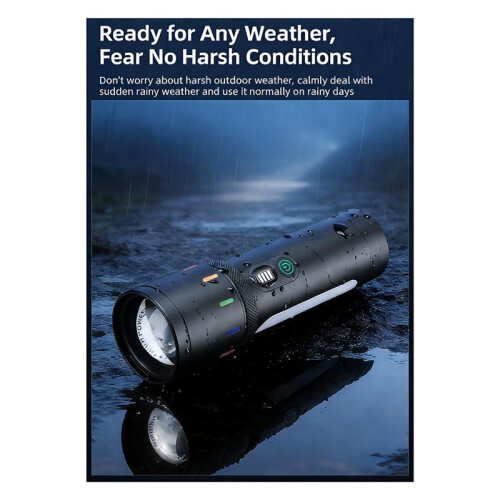 Three-Color Flashlight with Luminous-Point Strip,Waterproof Zoomable Flashlight,Bright Outdoor Camping Searchlight Torch 2