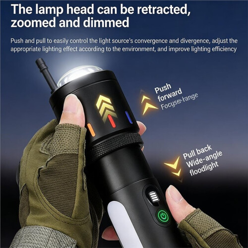 Three-Color Flashlight with Luminous-Point Strip,Waterproof Zoomable Flashlight,Bright Outdoor Camping Searchlight Torch 2