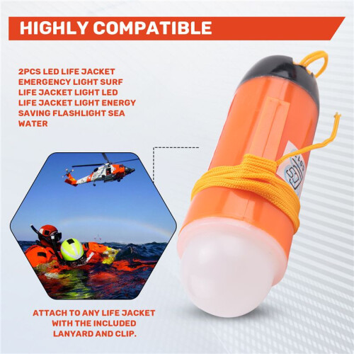 2Pcs LED Life Jacket Emergency Light Surf Life Jacket Light LED Life Jacket Light  Saving Flashlight Sea Water 2