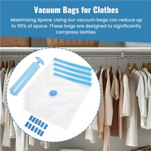 Vacuum Bags for Clothes,Pack of 12,Vacuum Bags Travel 30x40 cm,Vacuum Bags for Clothing, Reusable Storage Bags with Pump