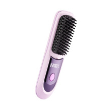 Battery Operated Straightener Hair Brush Featuring-Purple