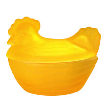 Small Crystal Glass Hen Shape Storage Jar Glass-Frosted Yellow