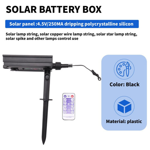 Solar Battery Box Kit Pack Powered Lithium Panel Light with Remote Control for Led String Strip Lamp 24V DIY 2