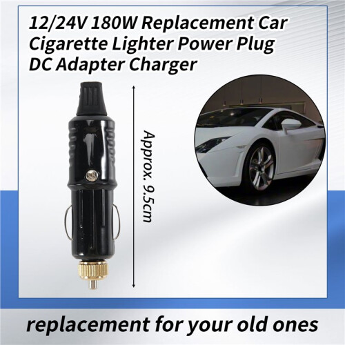 12/24V Replacement Car Cigarette Lighter Socket Plug Adapter Charger + Fuse Set 1
