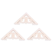 3pcs 8 X 8cm Wood Carved Corner Onlay Applique Decor Furniture Unpainted