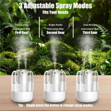Humidifier for Bedroom,2.2L Cool Mist Humidifier Dual Spray Nozzles Fast Humidification 23dB Whisper Quiet 7 Colour LED