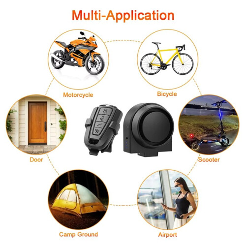 Wireless Bike with Remote Control - Sensor Anti-Theft Security System for Bicycle Motorcycle, USB Recharg 2pc