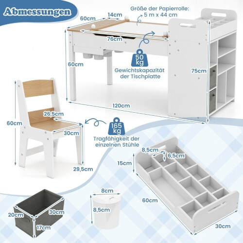Ensemble table d'art pour enfants avec 2 chaises et chevalet réglable 1
