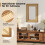 Rattan Wall Mirror with Wood Frame, 90x60 cm, Hanging 5