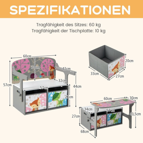 Children's 3-in-1 Table & Chair Set with Storage Bins 1