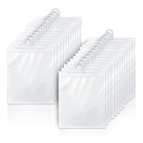 Sacos de Armazenamento Suspensos, Pacote com 48, Gancho , 10 X 12,5 Polegadas, Sacos Plásticos Transparentes para Sala de Aula, Biblioteca e 1