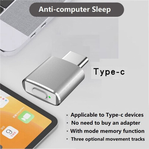 2X Type C Mouse Mover Jiggler Undetectable Automatic Mouse Mover 3 Jiggle Modes Driver-Free Keep Device 2