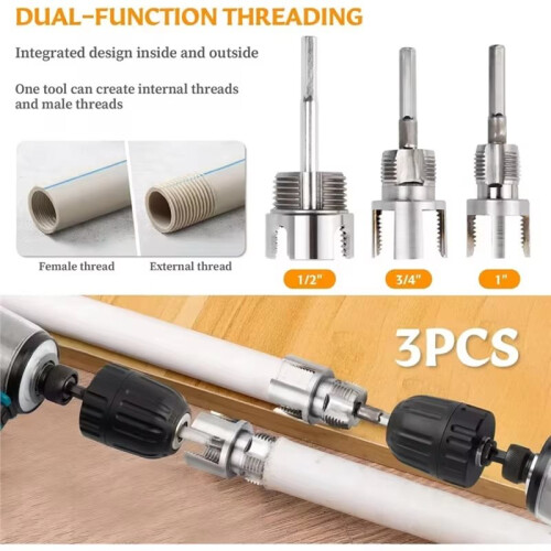 Pipe Threading Tool PVC Pipe Threading Cutter Water Pipe Internal External Thread Tapping Tool Electric Drill 2