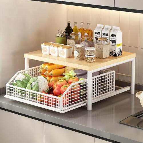 Kitchen Countertop Organizer - Multi-Functional Rack for Microwave, Spices, Coffee Maker and Printer White 2